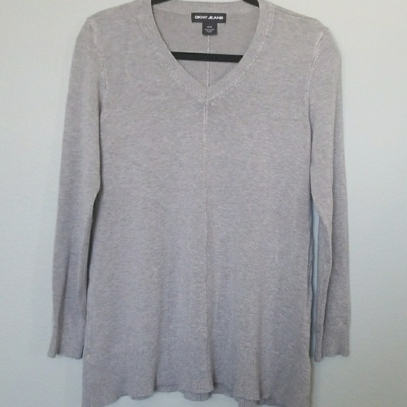 DKNY JEANS Office Neutral Soft gray Swing Sweater top medium - Picture 1 of 6